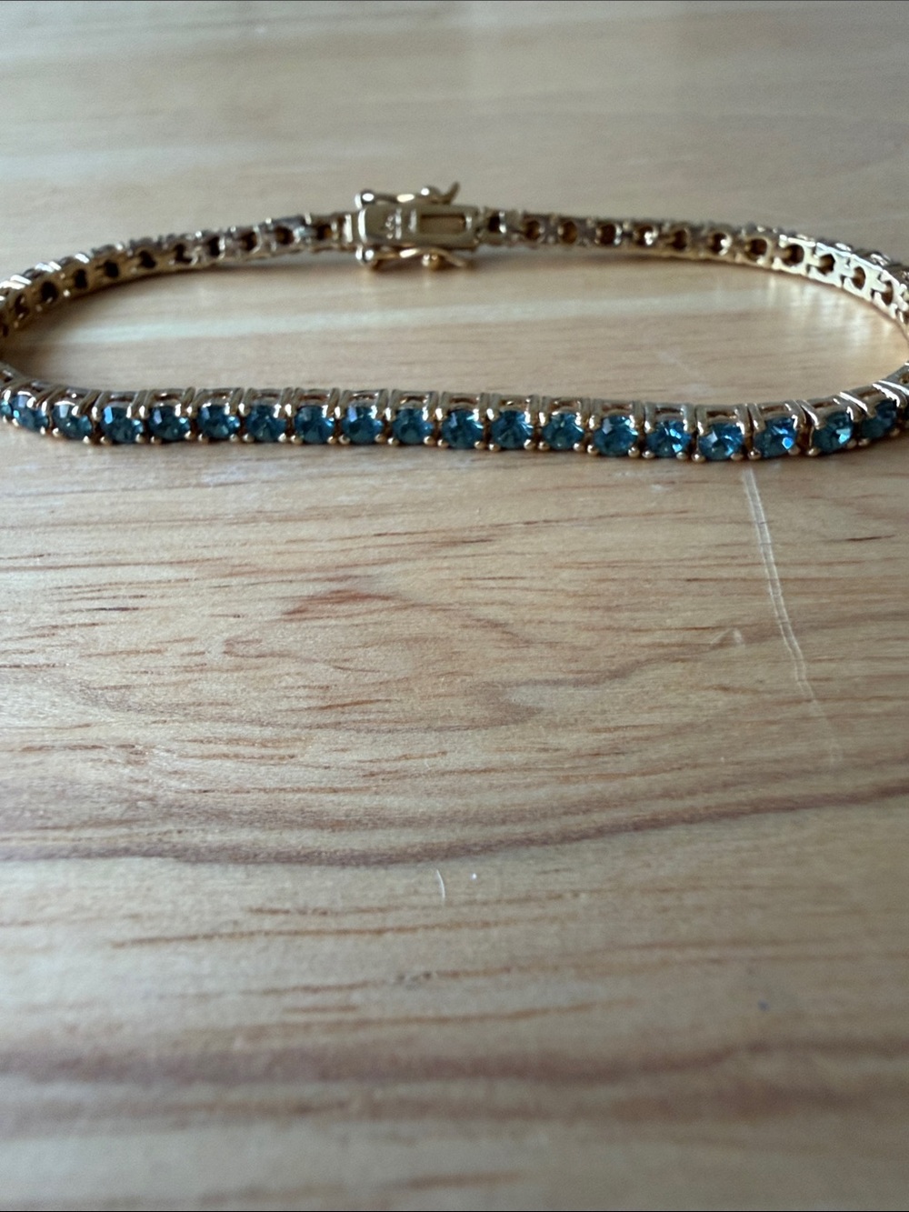 Gold Tennis Bracelet with Blue Stones